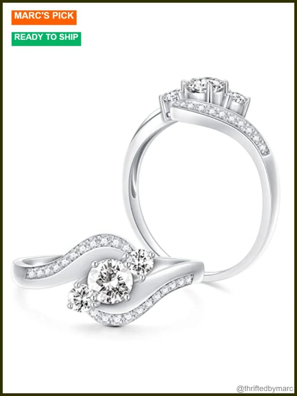 Moissanite Engagement Ring Platinum Plated Silver Cathedral Style Custom Size